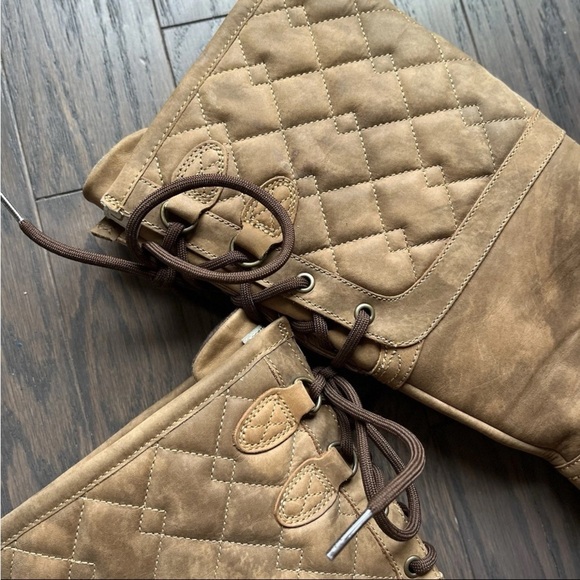 Ugg Boots Elsa Deco Sz 6.5 Chestnut Brown Quilted Waterproof Tall Leather EUC - Picture 13 of 13